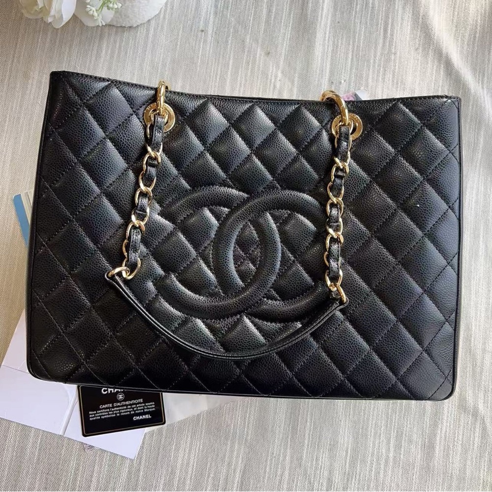 Chanel GST Caviar Tote Gold Chain Bag